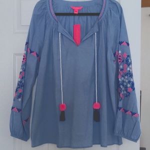 Lily Pulitzer Chambray Blouse XL NWT